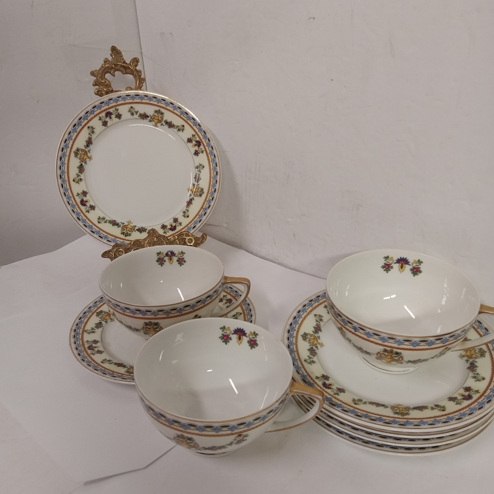 Rare Vintage TK Thuny 3 cups & 6 saucers  Czechoslovakia  Porcelain Lot